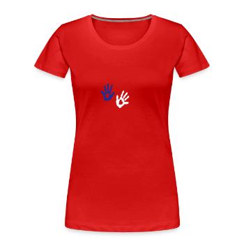 Baby - Handabdruck - Herz - Frauen Premium Bio T-Shirt - Rot - Vorne - Mia (176cm)