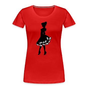 auf Schwarz - Frauen Premium Bio T-Shirt - Rot - Vorne - Mia (176cm)