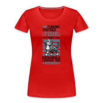 Angeln und Gos d’Atura Català - Frauen Premium Bio T-Shirt - Rot - Vorne - Mia (176cm)