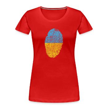 Empreintes digitales - Ukraine - T-shirt bio Premium Femme - rouge - Devant - Mia (176cm)