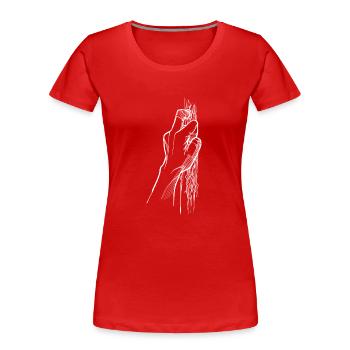 Climbing fingers - Women's Premium Organic T-Shirt - red - Front - Mia (176cm)