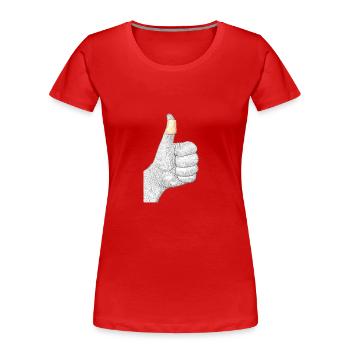 Hand mit Pflaster - Frauen Premium Bio T-Shirt - Rot - Vorne - Mia (176cm)