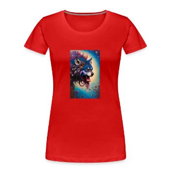 Werwolf | Wolf | Fabelwesen | Monster | Mystisch - Frauen Premium Bio T-Shirt - Rot - Vorne - Mia (176cm)
