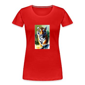 Tiger | Animal | Predator | Roar | King | Asia - Women's Premium Organic T-Shirt - red - Front - Mia (176cm)