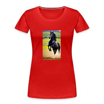 Horse | Horseback riding | Animal | Mount | Colorful - Women's Premium Organic T-Shirt - red - Front - Mia (176cm)