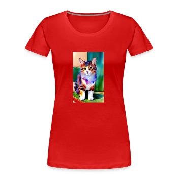 Cat | Pet | Cat Fan | cute | Kitten - Women's Premium Organic T-Shirt - red - Front - Mia (176cm)