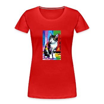 Cat | Pet | Cat Fan | cute | Kitten - Women's Premium Organic T-Shirt - red - Front - Mia (176cm)