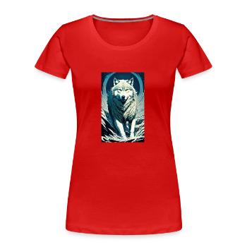 Wolf | Predator | Dog | Mystical - Women's Premium Organic T-Shirt - red - Front - Mia (176cm)