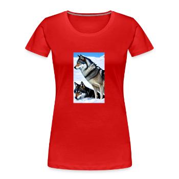 Wolf | Predator | Dog | Mystical - Women's Premium Organic T-Shirt - red - Front - Mia (176cm)