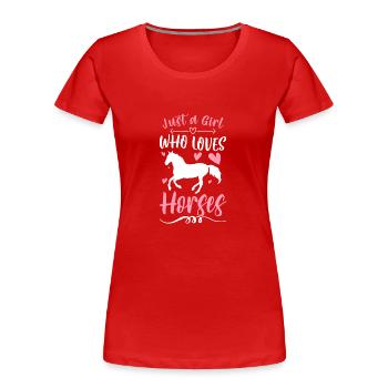 Amitié équestre à cheval - T-shirt bio Premium Femme - rouge - Devant - Mia (176cm)