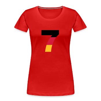 Deutschland Zahlen, Deutschland Rückennummern, 7 - Frauen Premium Bio T-Shirt - Rot - Vorne - Mia (176cm)