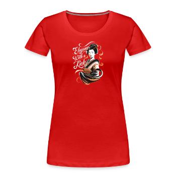 Eleganz mit Kick - Frauen Premium Bio T-Shirt - Rot - Vorne - Mia (176cm)