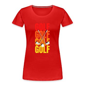 Golfkunst: Schwingung des Golfschlägers - Frauen Premium Bio T-Shirt - Rot - Vorne - Mia (176cm)