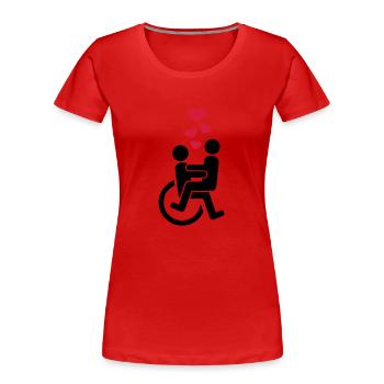 Rollstuhl - Frauen Premium Bio T-Shirt - Rot - Vorne - Mia (176cm)
