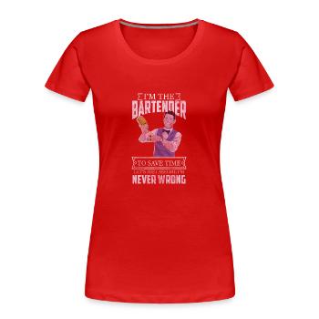 Barkeeper Disko Shaker Humor - Frauen Premium Bio T-Shirt - Rot - Vorne - Mia (176cm)