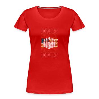 Bowler Kegel Sieger - Frauen Premium Bio T-Shirt - Rot - Vorne - Mia (176cm)