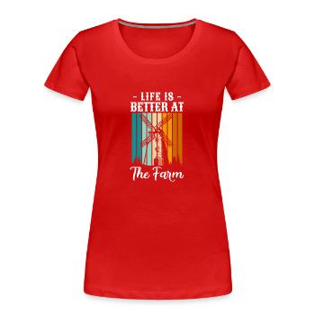 Bauer Karriere - Frauen Premium Bio T-Shirt - Rot - Vorne - Mia (176cm)