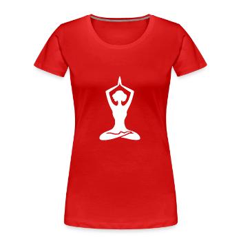 Silhouette de yoga avec grâce et équilibre en mouvement - T-shirt bio Premium Femme - rouge - Devant - Mia (176cm)