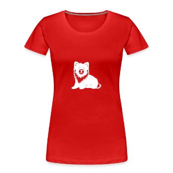 Silhouette de chien de Poméranie - T-shirt bio Premium Femme - rouge - Devant - Mia (176cm)
