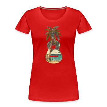 Guitar gift Guitarist musician Palm trees - Women's Premium Organic T-Shirt - red - Front - Mia (176cm)