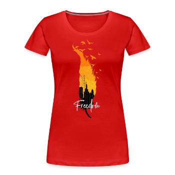 City Freedom High Fashion London - Frauen Premium Bio T-Shirt - Rot - Vorne - Mia (176cm)