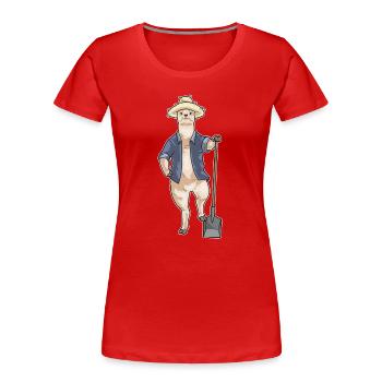 Alpaca Farmer Shovel Farm - Women's Premium Organic T-Shirt - red - Front - Mia (176cm)