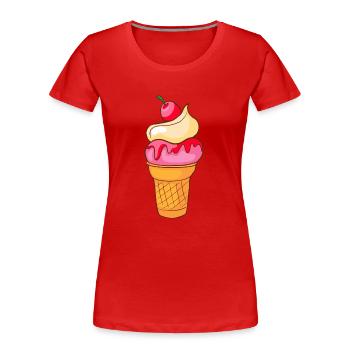 Crème glacée, crème glacée, crème glacée, crème glacée, boule, crème glacée, sundae - T-shirt bio Premium Femme - rouge - Devant - Mia (176cm)