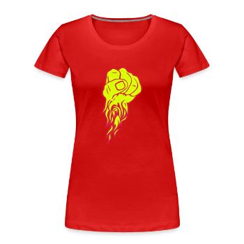 poing fermer rageur flamme feu flame - T-shirt bio Premium Femme - rouge - Devant - Mia (176cm)
