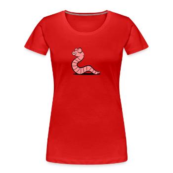 Worm girl Kiss flirt - Women's Premium Organic T-Shirt - red - Front - Mia (176cm)