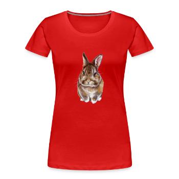 doux lapin Aqurell - T-shirt bio Premium Femme - rouge - Devant - Mia (176cm)