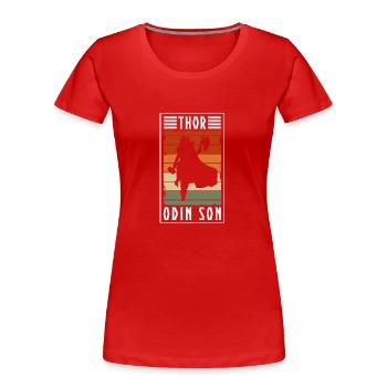 Odin Nordisch - Frauen Premium Bio T-Shirt - Rot - Vorne - Mia (176cm)