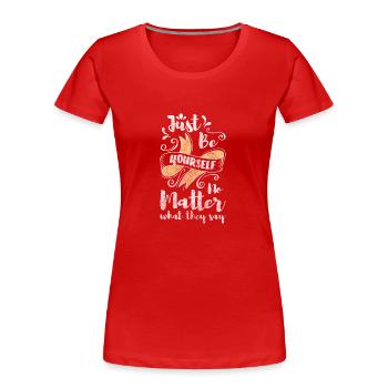 Einzigartig Besonders - Frauen Premium Bio T-Shirt - Rot - Vorne - Mia (176cm)