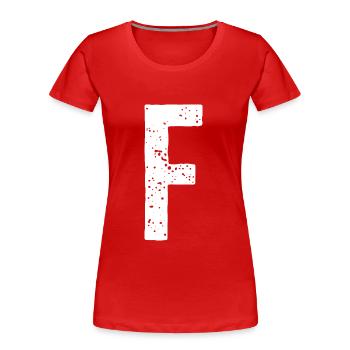 Lettre F - T-shirt bio Premium Femme - rouge - Devant - Mia (176cm)