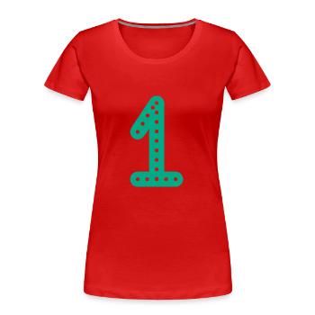 1 JAHR. 1. GEBURTSTAG. JUBILÄUM 1 JAHR.1 - Frauen Premium Bio T-Shirt - Rot - Vorne - Mia (176cm)
