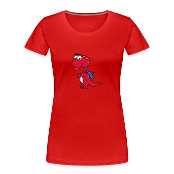 T-Rex avec sac à dos - T-shirt bio Premium Femme - rouge - Devant - Mia (176cm)