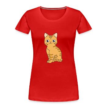 Chat tigré - T-shirt bio Premium Femme - rouge - Devant - Mia (176cm)