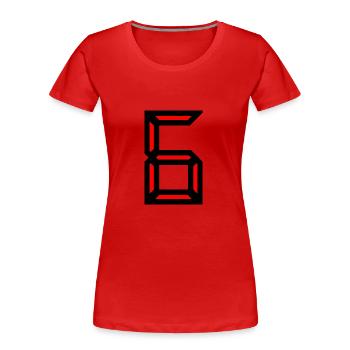 6. 6 ANS. 6e ANNIVERSAIRE. ANNIVERSAIRE 6 ANS. SIX - T-shirt bio Premium Femme - rouge - Devant - Mia (176cm)