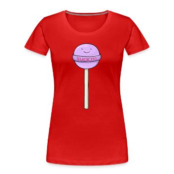 Sucette mignonne avec un dessin animé drôle - T-shirt bio Premium Femme - rouge - Devant - Mia (176cm)
