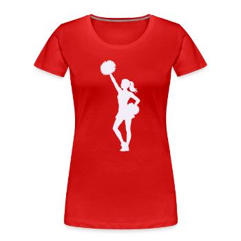 Cheerleading Silhouette mit Pompons - Frauen Premium Bio T-Shirt - Rot - Vorne - Mia (176cm)