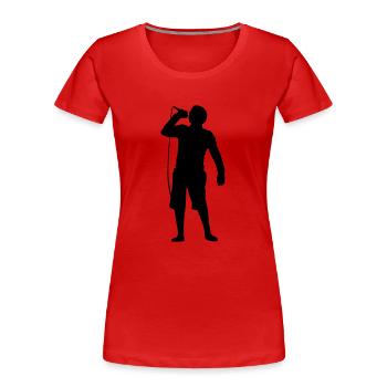 Mann Mikro - Frauen Premium Bio T-Shirt - Rot - Vorne - Mia (176cm)