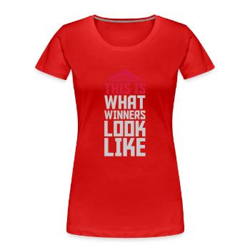 What Winners Look Like - Frauen Premium Bio T-Shirt - Rot - Vorne - Mia (176cm)