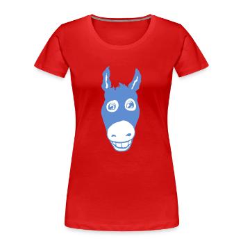Bleu âne souriant - T-shirt bio Premium Femme - rouge - Devant - Mia (176cm)
