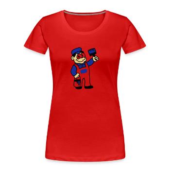 Painter with brush and paint - Women's Premium Organic T-Shirt - red - Front - Mia (176cm)