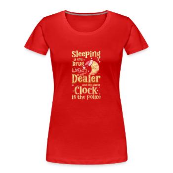 Schlafen Langschläfer Ausruhen Kissen - Frauen Premium Bio T-Shirt - Rot - Vorne - Mia (176cm)