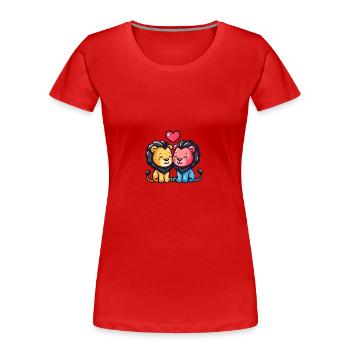 Löwe Paar Liebe Valentinstag - Frauen Premium Bio T-Shirt - Rot - Vorne - Mia (176cm)