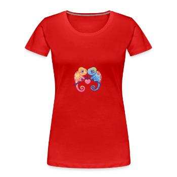 Chameleon Paar Liebe Valentinstag - Frauen Premium Bio T-Shirt - Rot - Vorne - Mia (176cm)