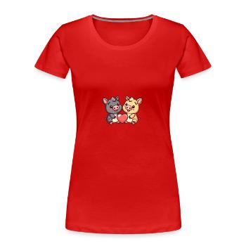 Schwein Paar Liebe Valentinstag - Frauen Premium Bio T-Shirt - Rot - Vorne - Mia (176cm)
