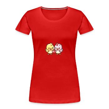 Huhn Paar Liebe Valentinstag - Frauen Premium Bio T-Shirt - Rot - Vorne - Mia (176cm)