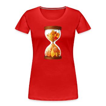 Sanduhr des Herbstes - Frauen Premium Bio T-Shirt - Rot - Vorne - Mia (176cm)