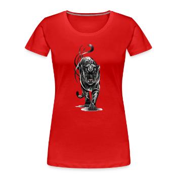Tigre tribal - Gros félin noir et blanc - T-shirt bio Premium Femme - rouge - Devant - Mia (176cm)